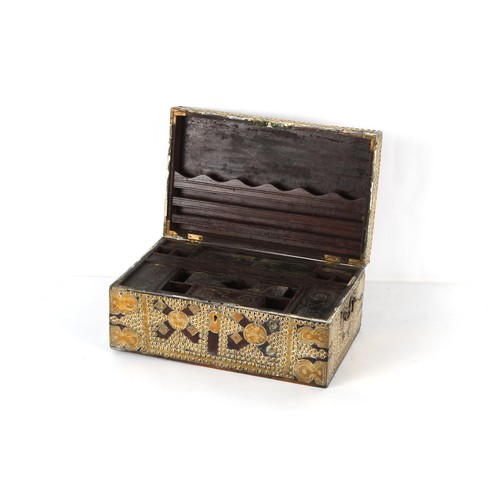 285 - Property of a lady - a 19th century Zanzibar writing box, with fitted interior, 19.5ins. (49.5cms.) ... 