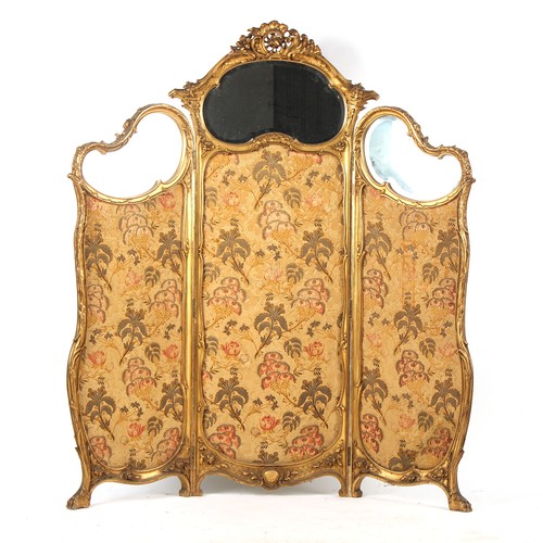 331 - Property of a deceased estate - a late 19th / early 20th century Louis XV style giltwood three panel... 