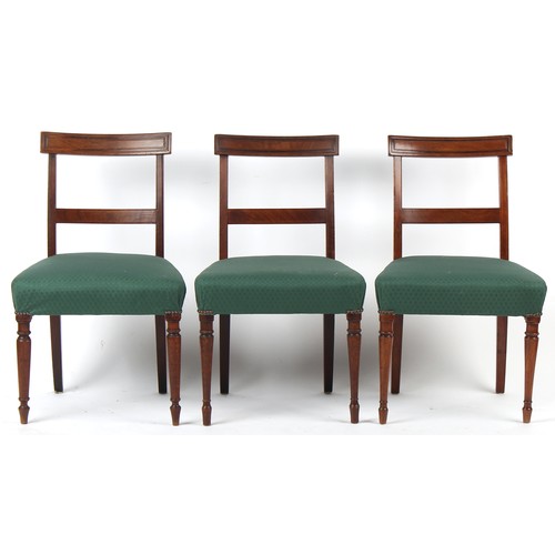 347 - Property of a lady - a set of nine early 19th century George IV mahogany bar-back dining chairs, wit... 