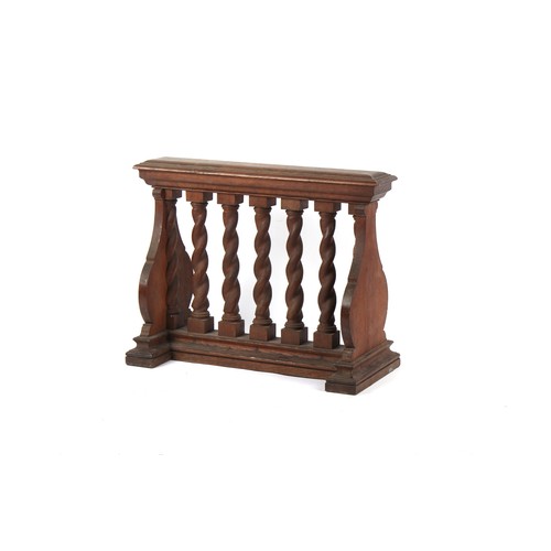 355 - A Victorian oak balustrade, with barleytwist columns, 37ins. (94cms.) long.