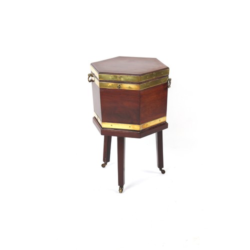 378 - Property of a deceased estate - an 18th century George III mahogany hexagonal wine cooler or cellare... 