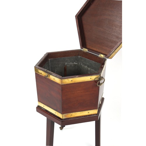 378 - Property of a deceased estate - an 18th century George III mahogany hexagonal wine cooler or cellare... 