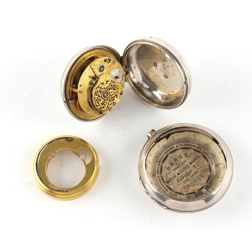 5 - The Henry & Tricia Byrom Collection - a George III silver pair cased pocket watch, the verge fusee m... 