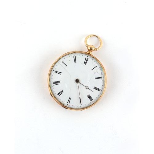 10 - Property of a lady - a 19th century French 18ct gold open faced pocket watch, keyless wind, the dust... 