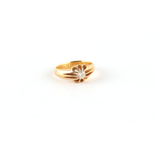 68 - Property of a gentleman - a Victorian 22ct gold gipsy ring set with a single round brilliant cut dia... 