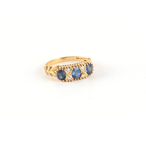 83 - Property of a gentleman - an 18ct yellow gold cornflower sapphire & diamond seven stone ring, approx... 