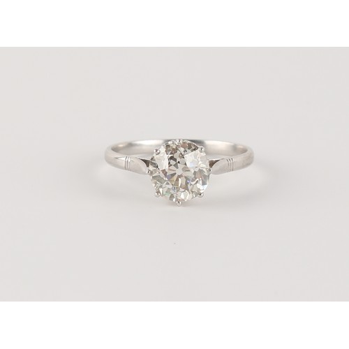 38 - A diamond single stone ring, the round brilliant cut diamond weighing approximately 1.89 carats, est... 