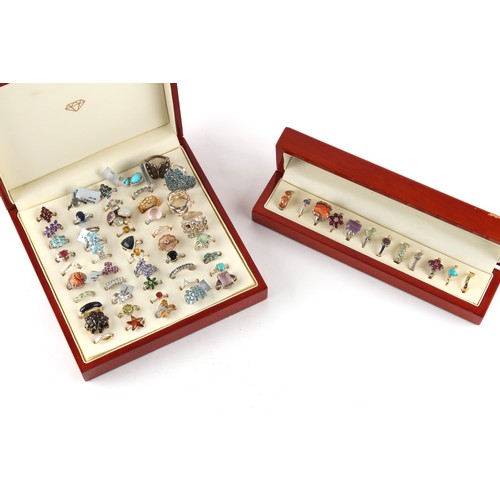 17 - Property of a deceased estate - two ring boxes containing sixty assorted costume jewellery rings, al... 