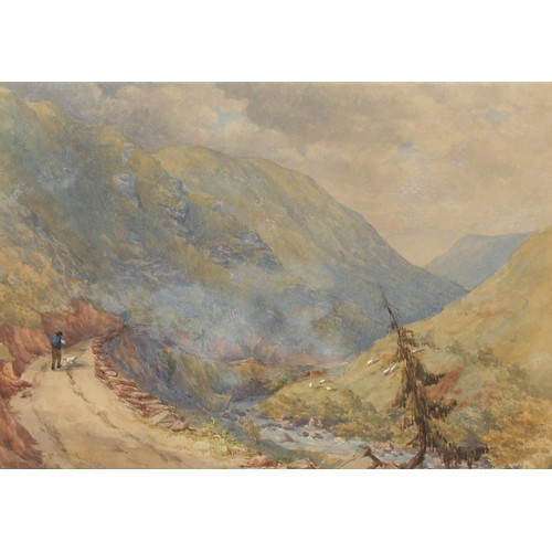 211 - Property of a gentleman - British, 20th century - 'SULBY GLEN', A MAN AND DOG ON A MOUNTAIN PATH - w... 