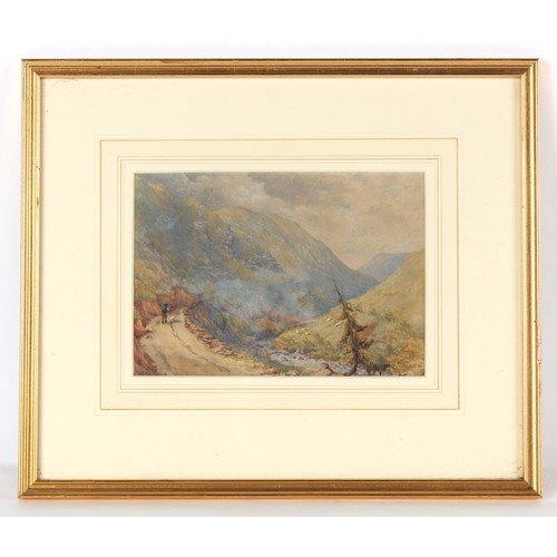 211 - Property of a gentleman - British, 20th century - 'SULBY GLEN', A MAN AND DOG ON A MOUNTAIN PATH - w... 