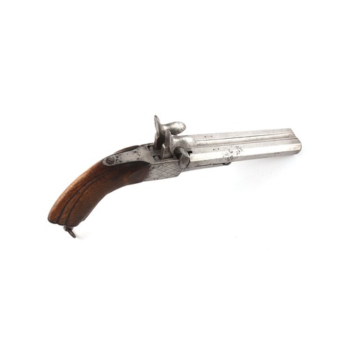 175 - Property of a lady - pistol - a mid 19th century Spanish double barrel pin fire muff gun, 11mm calib... 