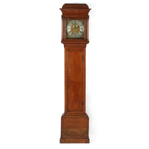 253 - Property of a deceased estate - an early 18th century oak longcase clock, the 8-day movement rack st... 