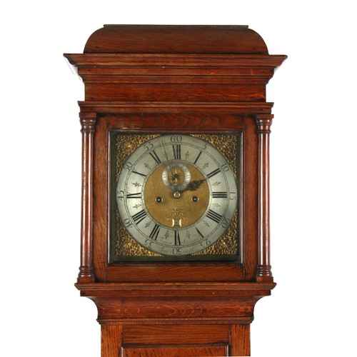 253 - Property of a deceased estate - an early 18th century oak longcase clock, the 8-day movement rack st... 