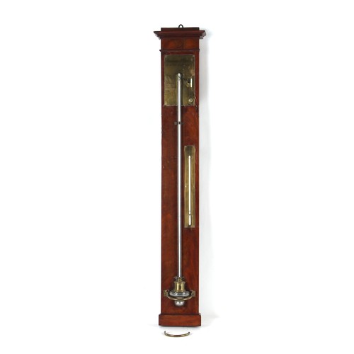 244 - Property of a gentleman - a 19th century French Louis Philippe mahogany cased barometer & thermomete... 