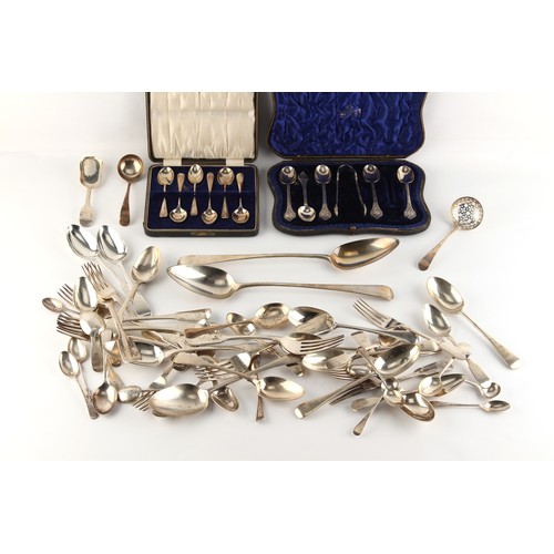 149 - Property of a deceased estate - a quantity of assorted silver flatware including a pair of George II... 