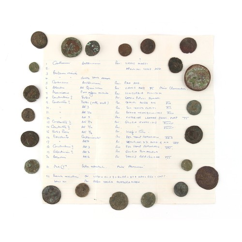 112 - Property of a deceased estate - a collection of twenty-two coins, mostly Roman, together with a manu... 