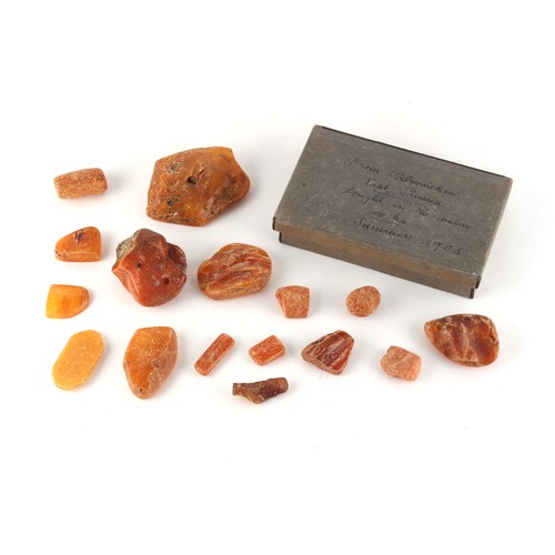 136 - Property of a deceased estate - a quantity of natural amber pebbles, the largest 92mm long, some in ... 