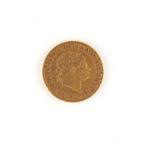 127 - Property of a gentleman - gold coin - 1820 George III gold full sovereign, London, laureate head rig... 