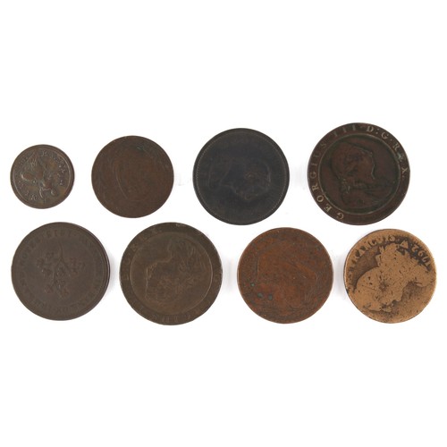 119 - Property of a gentleman - coins - eight assorted GB coins and tokens including a 1724 George I halfp... 