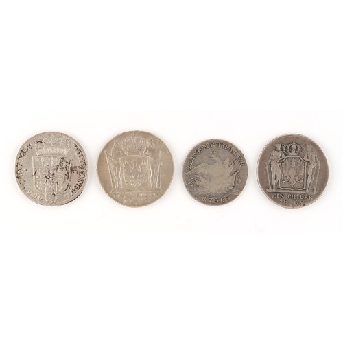 116 - Property of a gentleman - coins - Prussia - four silver coins, including a 1693 Brandenburg Frederic... 