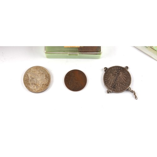 106 - Property of a lady - a quantity of assorted coins & non-military medals including a 1921 Morgan Doll... 