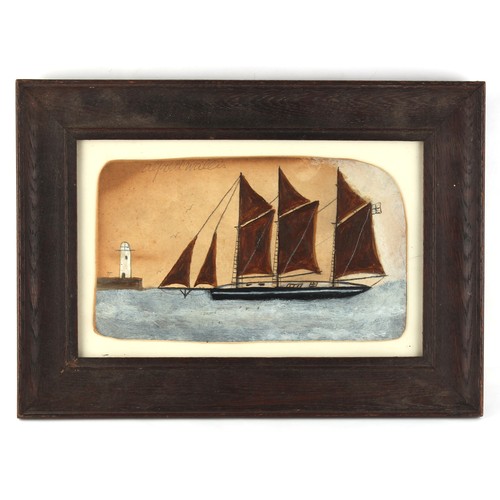 217A - Property of a gentleman - manner of Alfred Wallis (1855-1942) - A THREE MASTED SAILING SHIP NEAR LIG... 