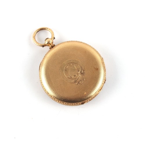 7A - Property of a gentleman - a 15ct gold (tested) fob watch by Benson, Ludgate Hill, London, key wind, ... 