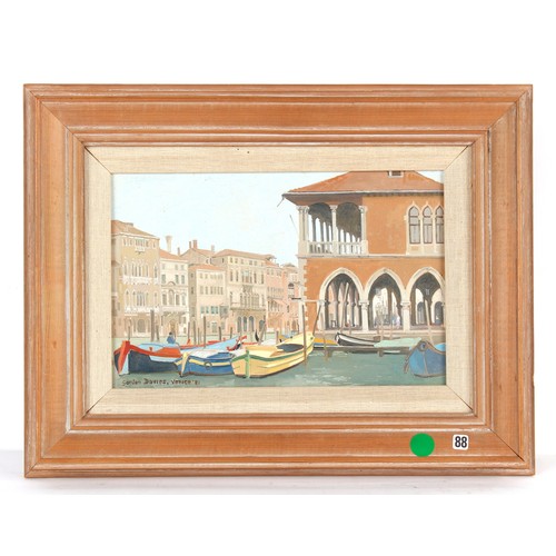 104 - Property of a lady - Gordon Davies (1926-2007) - 'THE FISHMARKET, VENICE' - oil on board, 7.5 by 11i... 