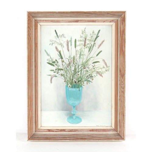 112 - Property of a deceased estate - Audrey Johnson (1919-2005) - DAISIES AND GRASSES IN A GLASS - oil on... 