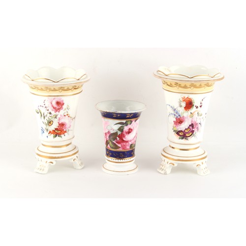 131 - Property of a deceased estate - a pair of early 19th century floral painted porcelain vases, 5.25ins... 