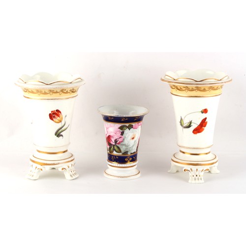 131 - Property of a deceased estate - a pair of early 19th century floral painted porcelain vases, 5.25ins... 