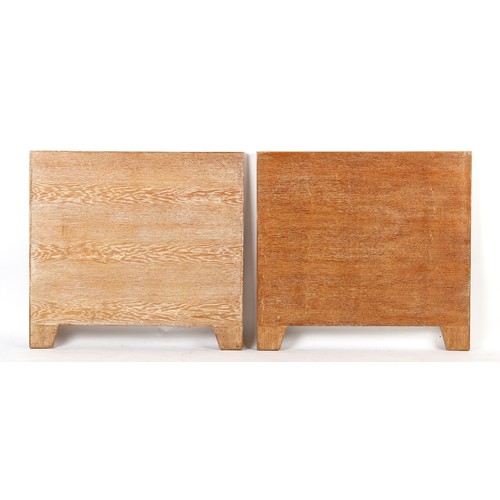 240 - Property of a deceased estate - a pair of Art Deco limed oak single bedsteads in the manner of Ambro... 