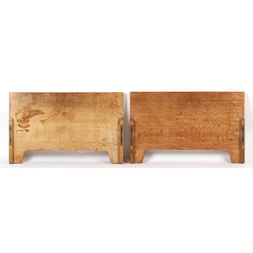 240 - Property of a deceased estate - a pair of Art Deco limed oak single bedsteads in the manner of Ambro... 