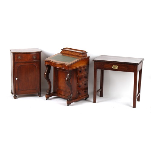 208 - Property of a lady - a Victorian walnut davenport; together with a mahogany side table; and a small ... 