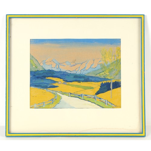 93 - Property of a lady - Rollins (?) (20th century) - MOUNTAIN LANDSCAPE - watercolour & gouache, 10.25 ... 