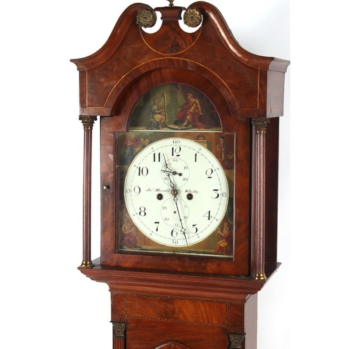 199 - Property of a deceased estate - a George III mahogany & inlaid 8-day striking longcase clock, the ar... 