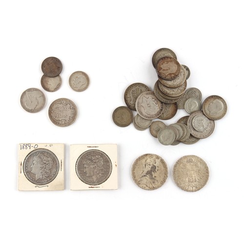 156 - Property of a deceased estate - coins - two U.S. silver Morgan dollars, 1889 and 1890, in collectabl... 