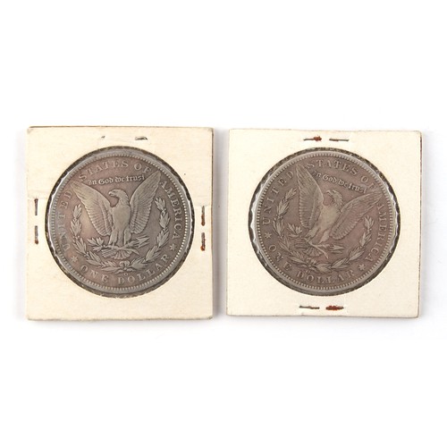 156 - Property of a deceased estate - coins - two U.S. silver Morgan dollars, 1889 and 1890, in collectabl... 