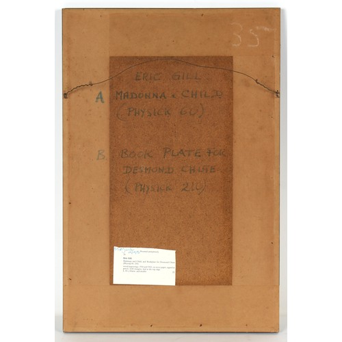 268 - Property of a lady - Eric Gill (1882-1940) - MADONNA AND CHILD and BOOKPLATE FOR DESMOND CHUTE (Phys... 