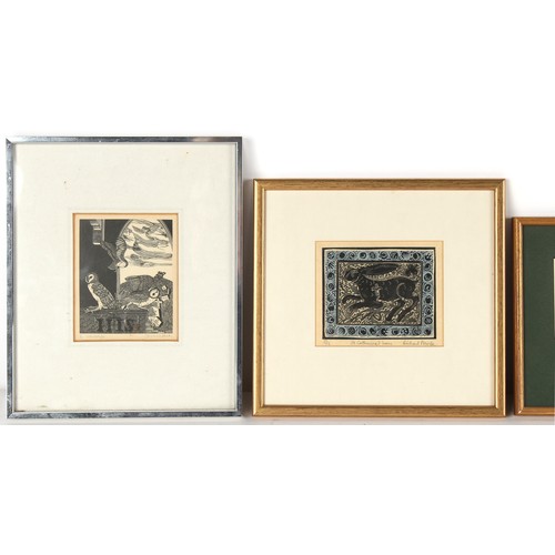 21 - Property of a deceased estate - a group of five assorted modern framed prints including woodcuts and... 
