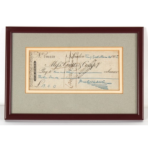 15 - Property of a gentleman - DICKENS, Charles (1812-1870) - autograph - a signed cheque dated 28th Nove... 