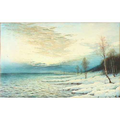 43 - Property of a lady - Robert J Hewitt (1897-1977) - SHEEP IN SNOW and LOCH EDGE IN WINTER - a pair, w... 