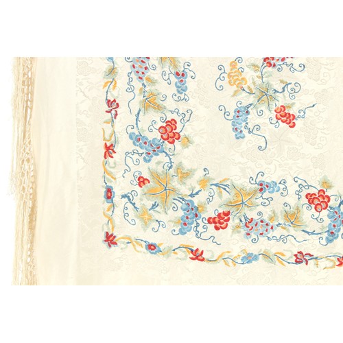 125 - Property of a lady - an early 20th century cream silk georgette or crepe silk shawl, approximately 4... 