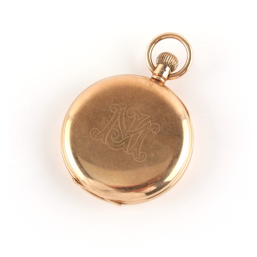 41 - Property of a deceased estate - a 9ct gold open faced pocket watch, keyless wind, with Swiss 15-jewe... 