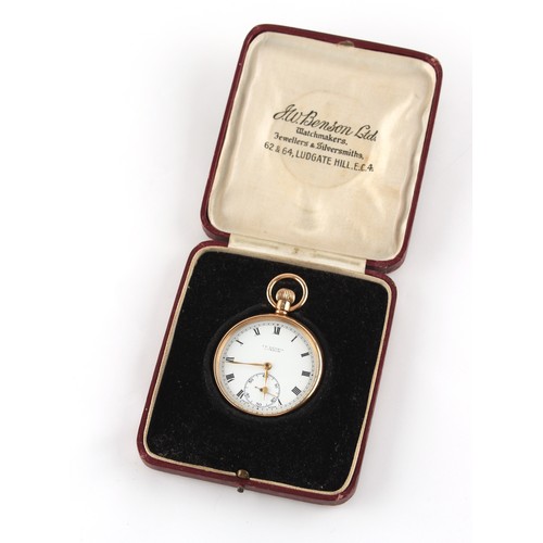 41 - Property of a deceased estate - a 9ct gold open faced pocket watch, keyless wind, with Swiss 15-jewe... 