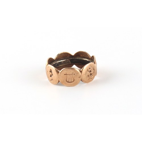78 - Property of a deceased estate - antiquities - an unmarked gold ring, possibly Roman, the seven circu... 