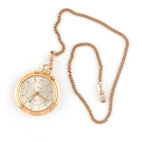 48 - Property of a lady - an Imperia Alarm gold plated fob watch; together with a 9ct gold watch chain, t... 