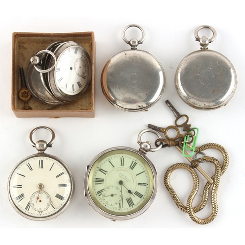 49 - Property of a deceased estate - a Victorian silver full hunter cased pocket watch; together with two... 
