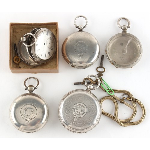 49 - Property of a deceased estate - a Victorian silver full hunter cased pocket watch; together with two... 