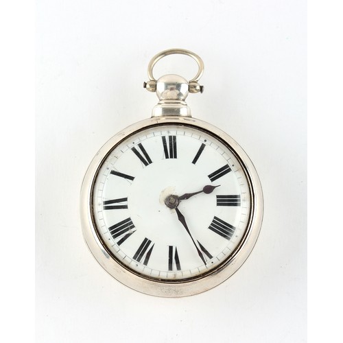 51 - Property of a gentleman - an early 19th century silver pair cased pocket watch, the verge fusee move... 